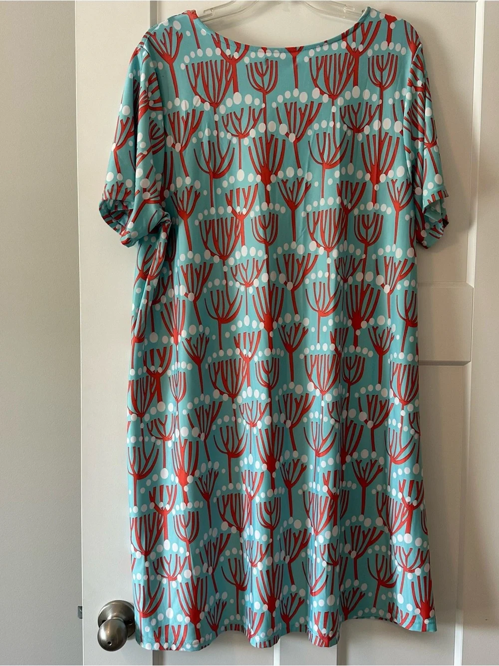 Buckhead Betties Aqua & Coral Printed V-Neck Dress XXL